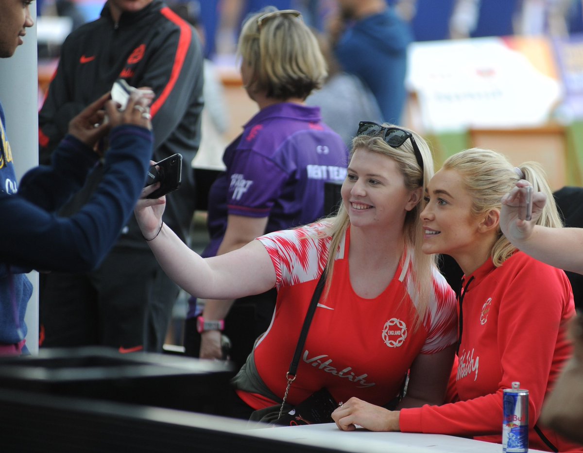 DaveThePapLpool's tweet photo. Netball world Cup, England roses, laughing and having fun with fans, at the signing session in the fans zone today @NetballWorldCup @EnglandNetball @IntNetball @CultureLPool #ichoose #ThisIsNetball #netballrising #NetballWorldCup2019 #sports #netballnews https://t.co/93kgXDbFfC