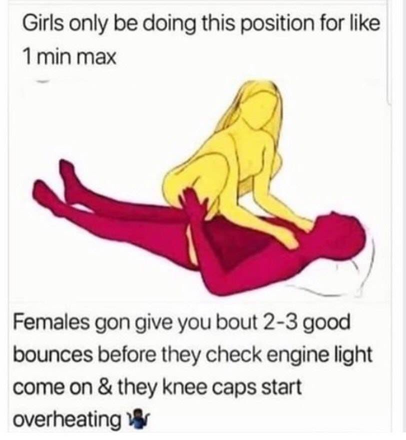 GrizzlyCream's tweet photo. This nigha said before their knee caps start overheating 😂💀 https://t.co/R5zRHwJgSy