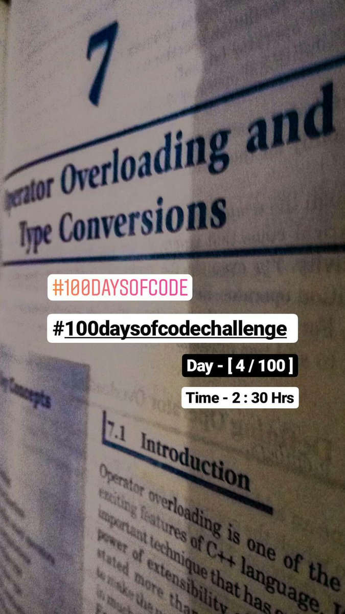 travelwalachora's tweet image. Learned about importance of #Overloading and #Type_conversion in daily #programming.
Day - [ 4 / 100 ] 💻
.
#100DaysOfCode #oops #balagurusamy #code #codelife #programminglife #cpp #Algorithms