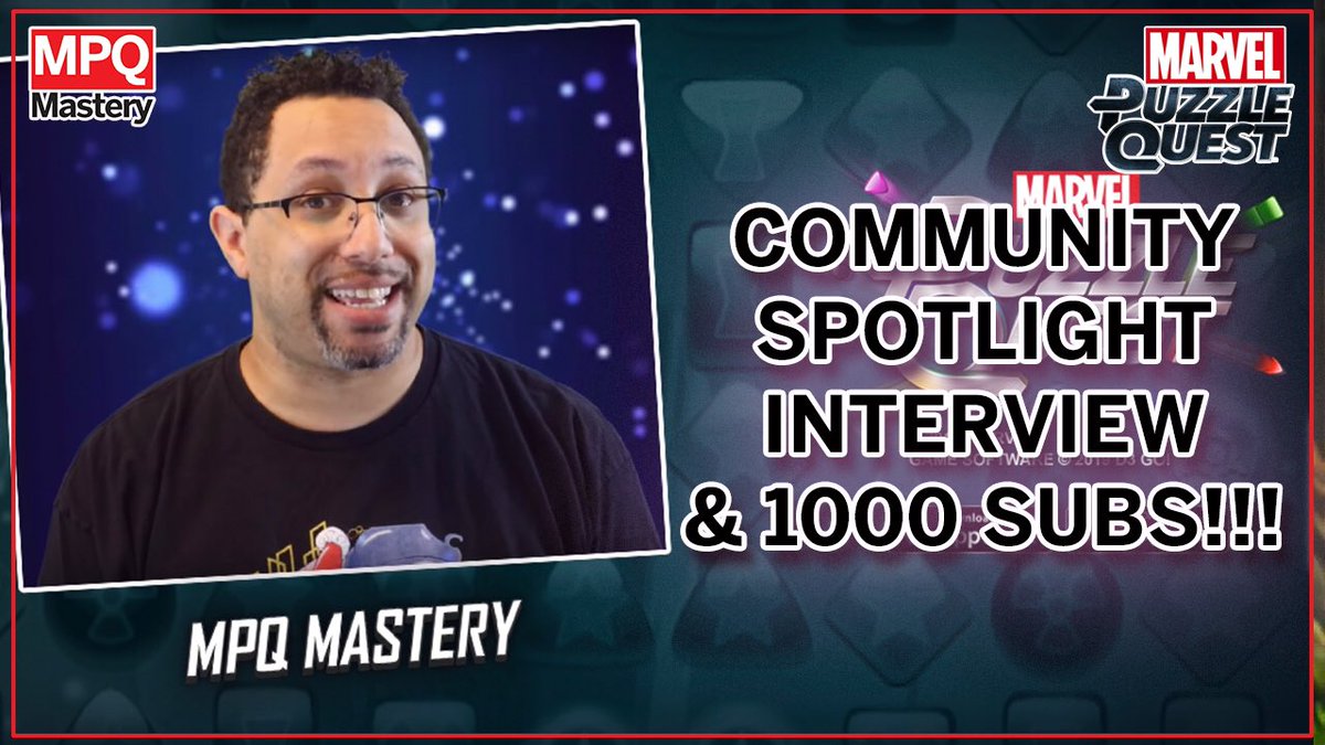 MPQMastery's tweet photo. NEW VIDEO - MPQ Mastery Livestream - 1000 Subscribers and Community Spotlight https://t.co/bAaC5uoyT4 #mpqmastery #MarvelPuzzleQuest #livestream https://t.co/Dgrj3D1Uq1