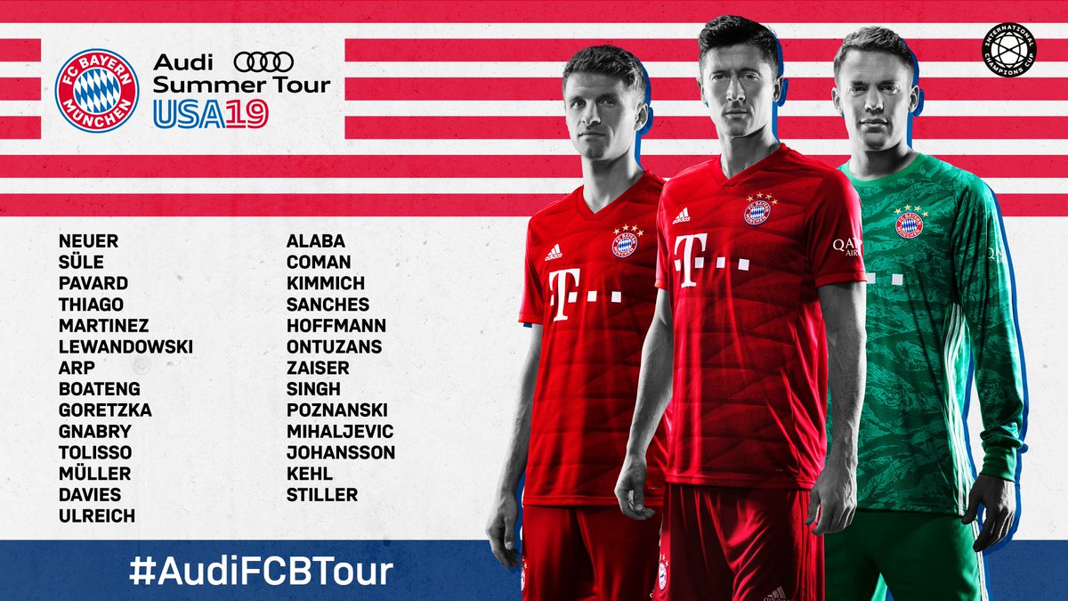 Full #FCBayern squad for the Audi Summer Tour 2019 🔴⚪🇺🇸

#packmas #VisitingFriends #ICC2019 #AudiFCBTour