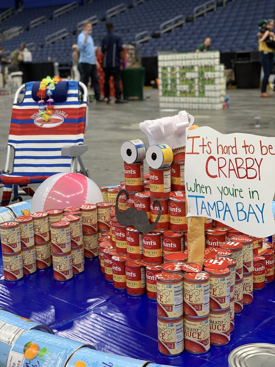 cbkcatering's tweet photo. We had an amazing time CANstructing at #TourismGivesBack hosted by @VisitTampaBay! Along with other local hospitality companies, we raised almost $40k and donated over 13,000 cans benefiting @FeedingTampaBay. Our creation was a hit! “It’s Hard to be Crabby in Tampa Bay.” https://t.co/cALrgvciG7
