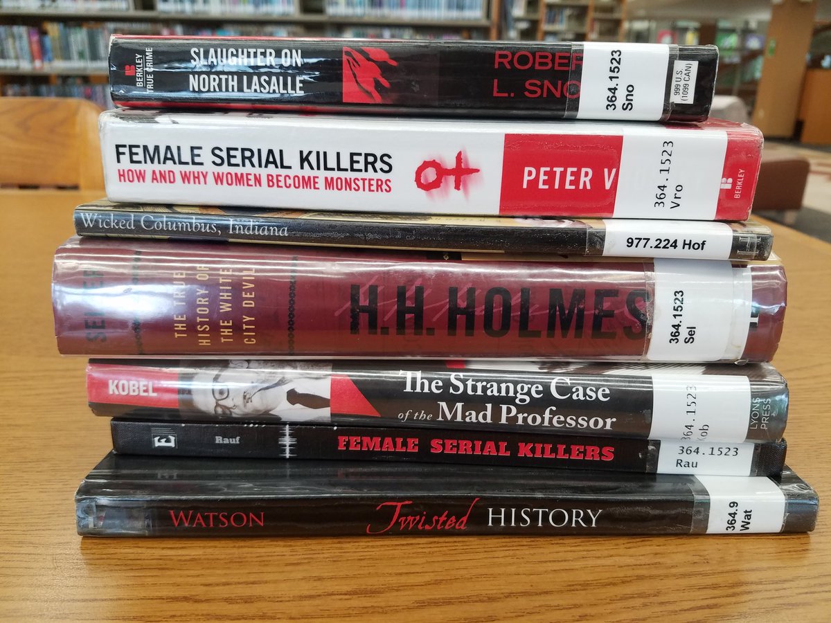 taboas_charity's tweet photo. At the library for the kiddo to play in the 12+ area. This is how I'm entertaining myself! #SoMuchToReadSoLittleTime #TrueCrime https://t.co/jZx7UQRhdY