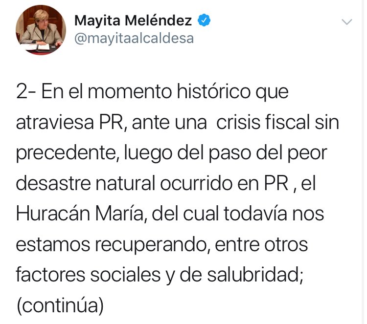 mayita_melendez's tweet photo. 2 - Puerto Rico faces a critical moment in history, with an unprecedented financial crisis, following the worst natural disaster in PRian history, Hurricane María, from which the island is still recovering, among other social & public health factors.
#ThisIsNotOurPR #PRstrong🇵🇷 https://t.co/zXXIKyO3TH