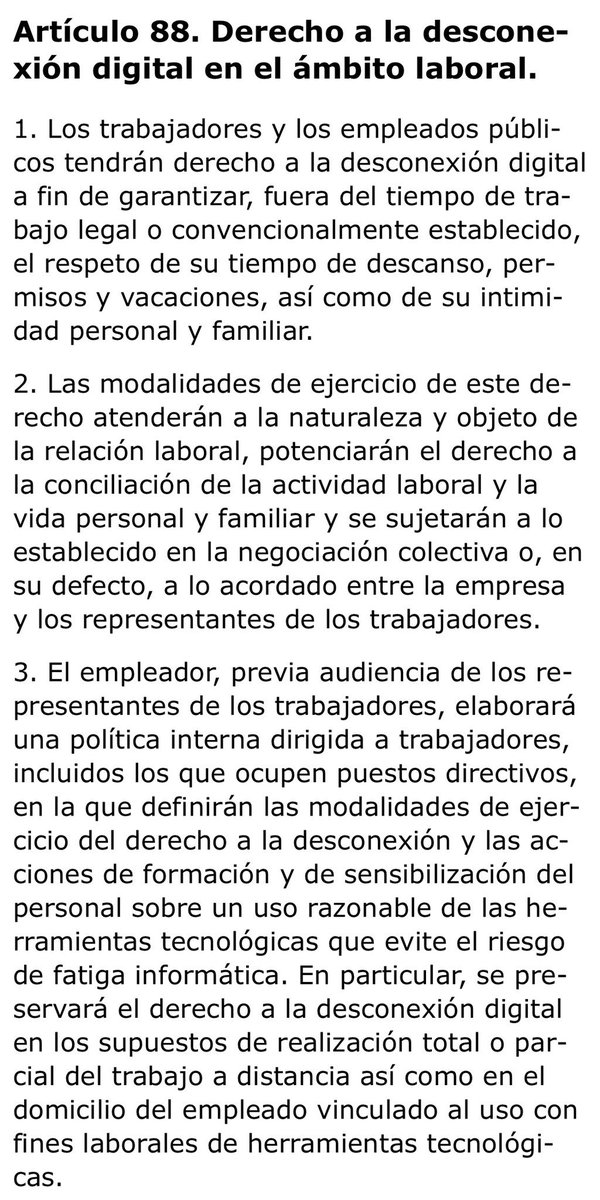 instrabajoyss's tweet photo. ¿ Te vas de #vacaciones🏕🏖? Tienes derecho a no responder las llamadas ☎️ de tu jefe. Aquí tienes el artículo 88 de la Ley Orgánica 3/2018, de 5 de diciembre, que lo garantiza 👇🏻 👇🏻👇🏻
https://t.co/GlltzMXo0d

#itss https://t.co/ZAryYiAb5k