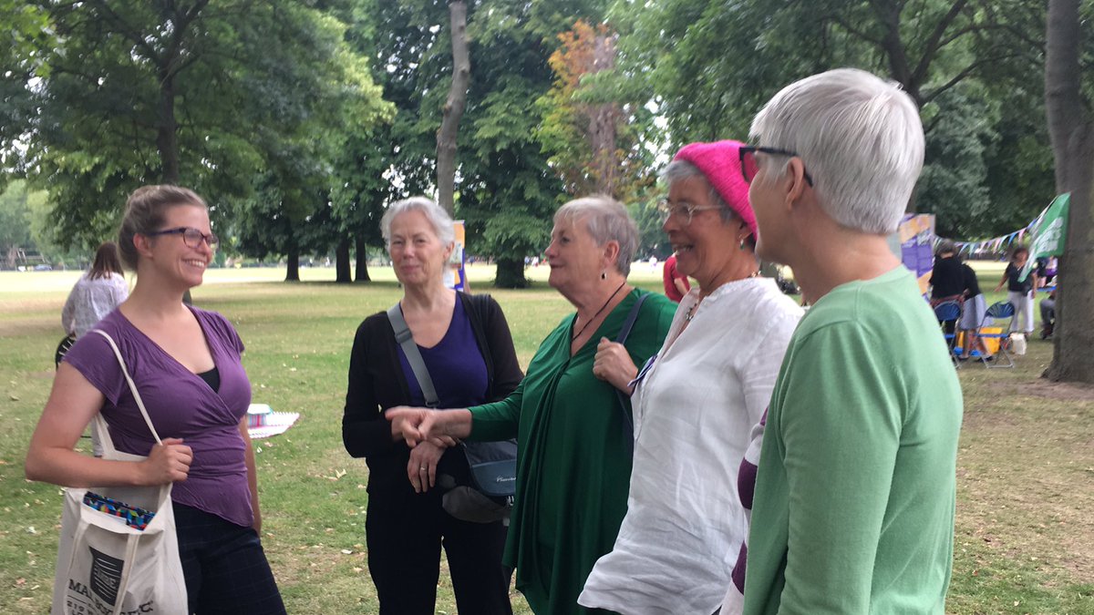 womensingeast's tweet photo. Women Sing East gathering for The Women’s Hall Garden Party Victoria Park BandstNd from 3 pm today! https://t.co/UjmAuiqmBS