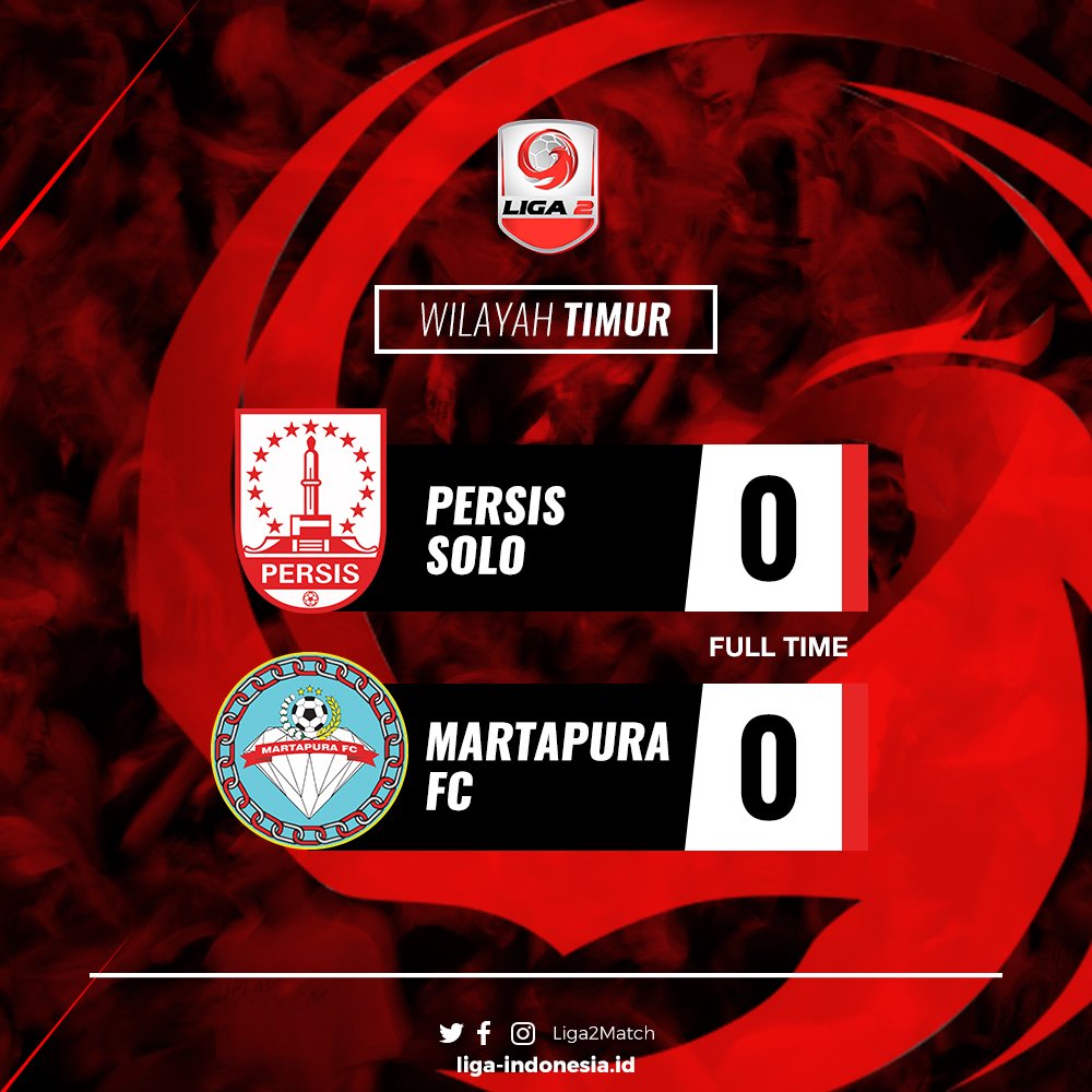 FULL TIME: <a href="/persisofficial/">PERSIS</a> 0-0 @MartapuraFC.

Tidak ada gol yang tercipta, kedua tim berbagi satu poin sore ini.

#Liga2Indonesia