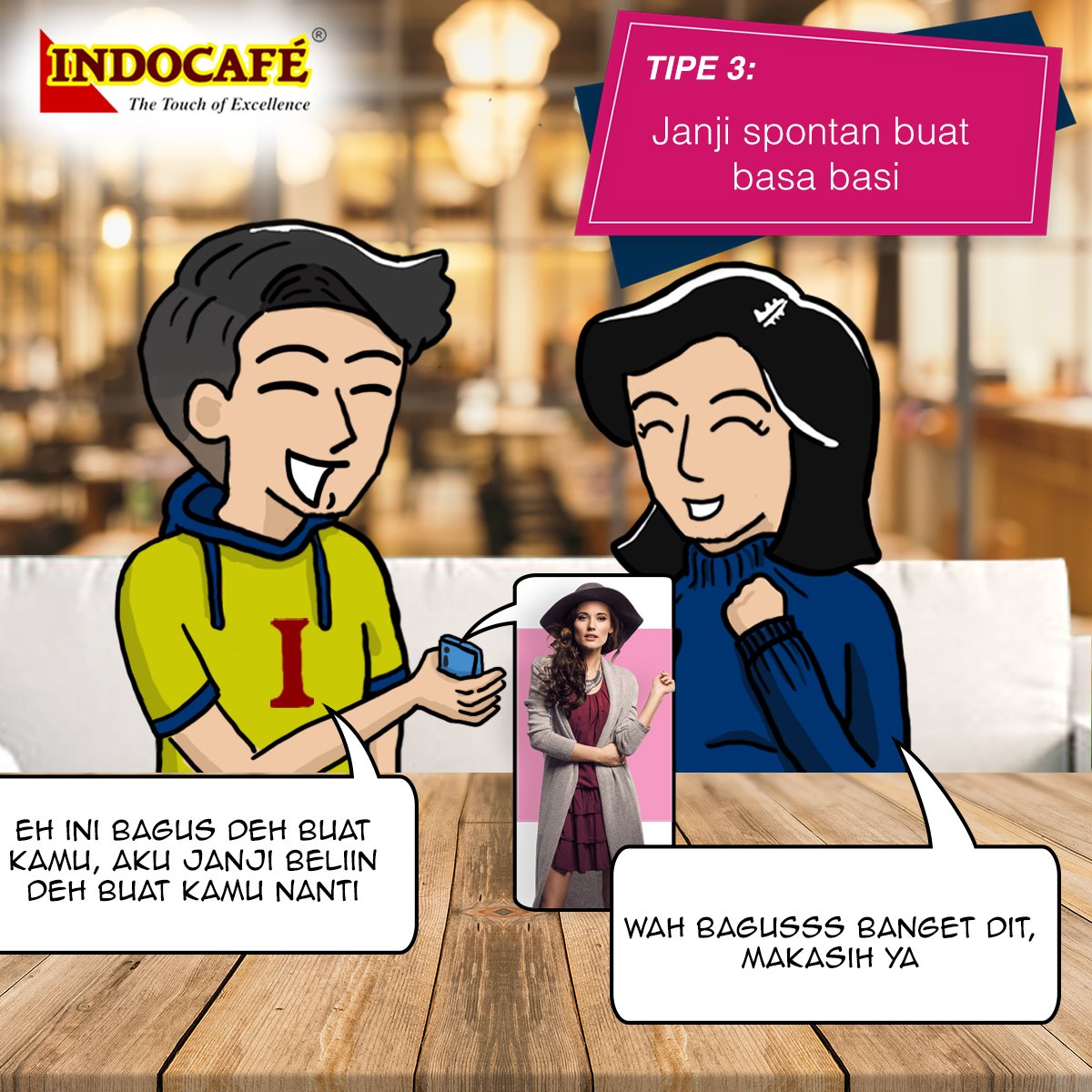 Indocafe_ID's tweet photo. Sobat Mix termasuk tipe yang mana nih? Hehe
#BeyondFirstClass #PerfectMix #ReMixAsix #JoniRadit #Janji #TipeJanji https://t.co/bg2pHQAijH