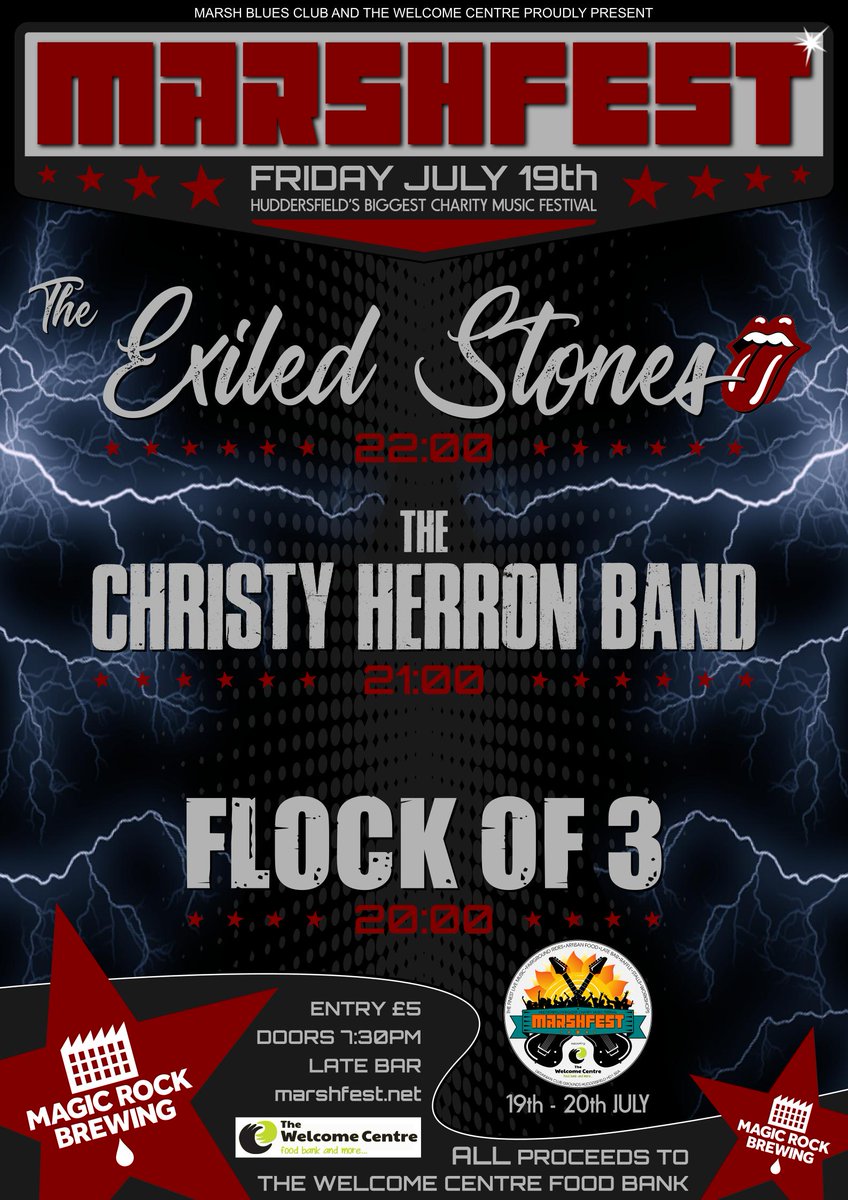 marshfest.net  #Huddersfield FRIDAY JULY 19th 19:30 - late <a href="/YorkshireGigGui/">Yorkshire Gig Guide</a> <a href="/YorkshireMC/">Yorkshire Music Collective</a> <a href="/HourWest/">#West Yorkshire Hour</a> <a href="/JPEventsYorks/">Yorkshire Events</a> <a href="/WeShallWeekend/">#WSO2024</a> <a href="/YorkshirePromos/">Yorkshire Promos</a> <a href="/BluenotesARA/">Amy-Rose Atkinson</a> <a href="/Scorpion16/">STUART BETHEL</a> <a href="/guerrillapromo/">Marsh Blues Club</a> <a href="/Bradford_Gigs/">Bradford Gigs</a> 

Part of Marshfest 2019 #festival

ALL proceeds to <a href="/Welcome_Hudds/">The Welcome Centre</a>