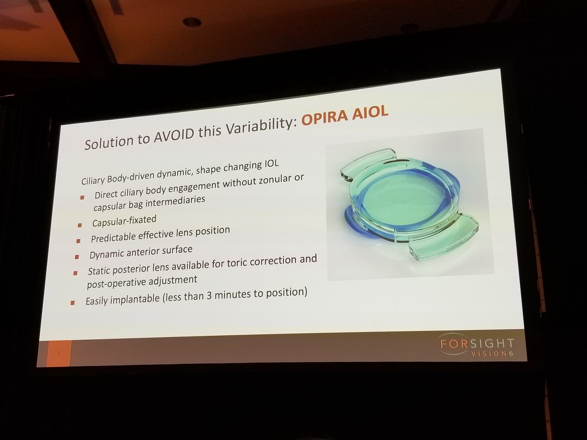 AECOSurgery's tweet image. Ayman Naseri, MD, of Forsight Vision 6, said no new FDA-approved accommodating IOL in almost 20 years. Reasons: monofocals have served us well, and limitations of AIOLS, specifically challenges with the capsular bag. Forsight 6&apos;s Opira AIOL aims to address this. #AECOS