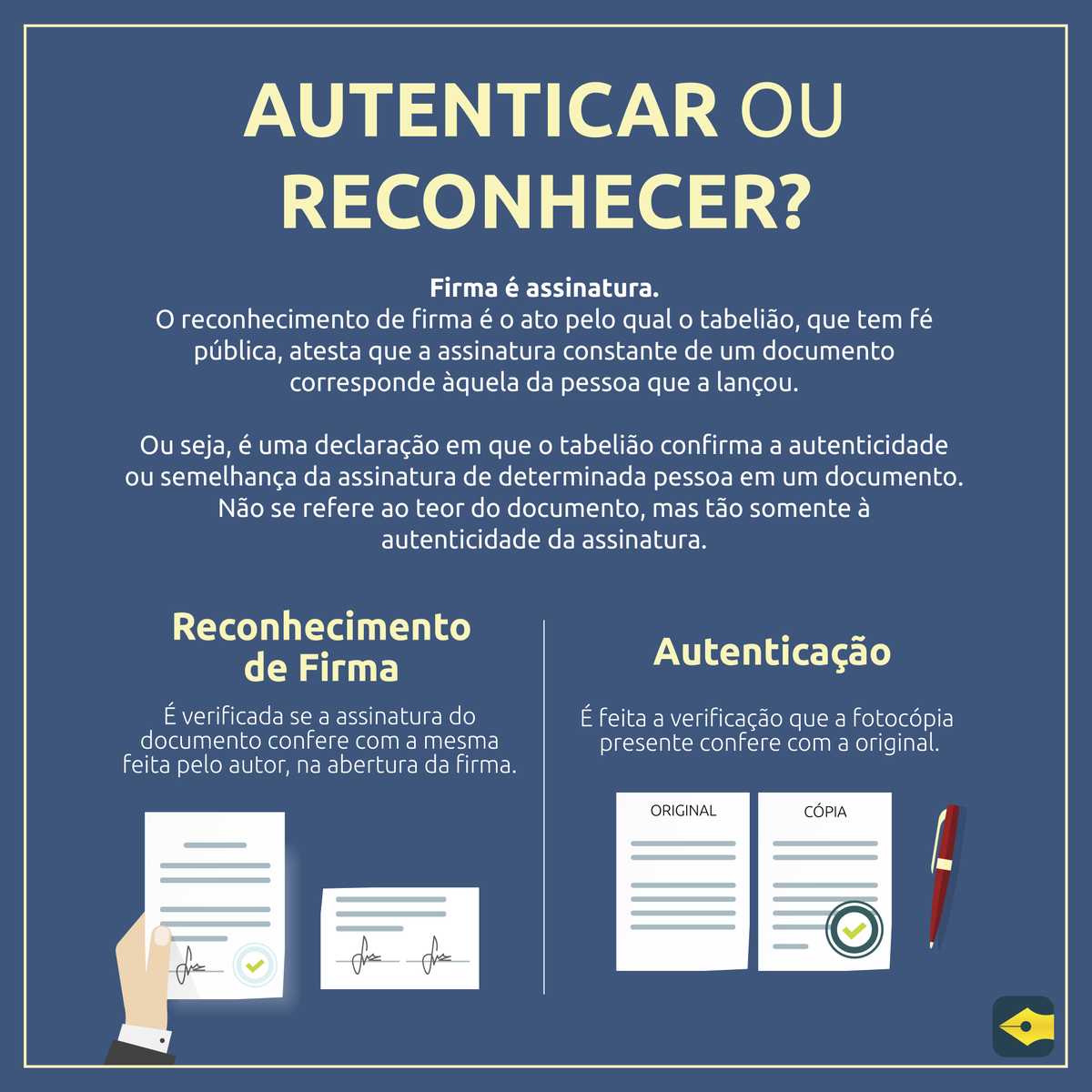 CNBSP_oficial's tweet photo. #CNBEXPLICA
Você sabe a diferença entre autenticação e reconhecimento de firma?
Saiba mais:
https://t.co/M2Zbwgi6Cv
#CNBSP #AUTENTICACAO #RECONHECIMENTODEFIRMA #CARTORIO #NOTARIO #TABELIAO #FIRMA #ASSINATURA https://t.co/03nKeAJz4h