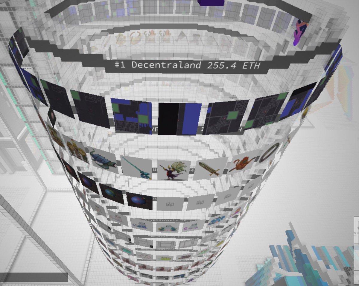 opensea's tweet photo. A @cryptovoxels community member, Spidymonkey, used the OpenSea API to create this awesome tower of top-ranked projects!

https://t.co/nJqhA7yDUN https://t.co/COBMB5wGAb