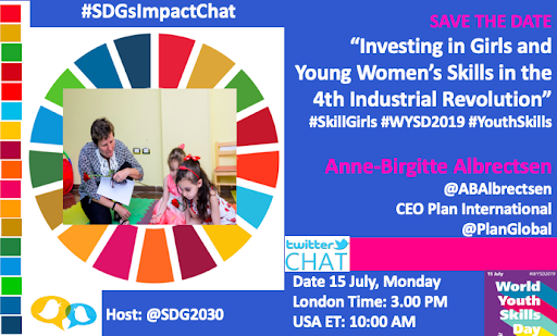 WBWVoices's tweet photo. #Opportunity: Investing in Girls and Young Women’s Skills in 4th Industrial Revolution 
#SkillGirls #WorldYouthSkills

#AnneBirgitteAlbrectsen @ABAlbrectsen
CEO Plan International  @PlanGlobal
Host @SDG2030
 
Date 15 July
UK Time: 3.00 PM 
USA ET: 10:00 AM https://t.co/fGalN7cbCX
