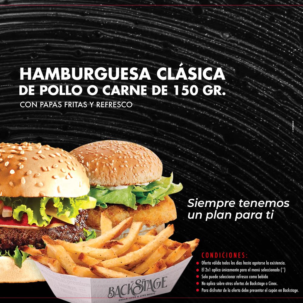 ¿Cine + Almuerzo? Suena al Plan Perfecto 👌 Recuerda que presentando tu entrada de Cinex Tolón podrás disfrutar de la promoción de 2x1 en Backstage. ¿Te lo vas a perder? 😱
.
. 
Dos deliciosas hamburguesas de carne o pollo, con papas y refresco por el precio de UNA 🙌