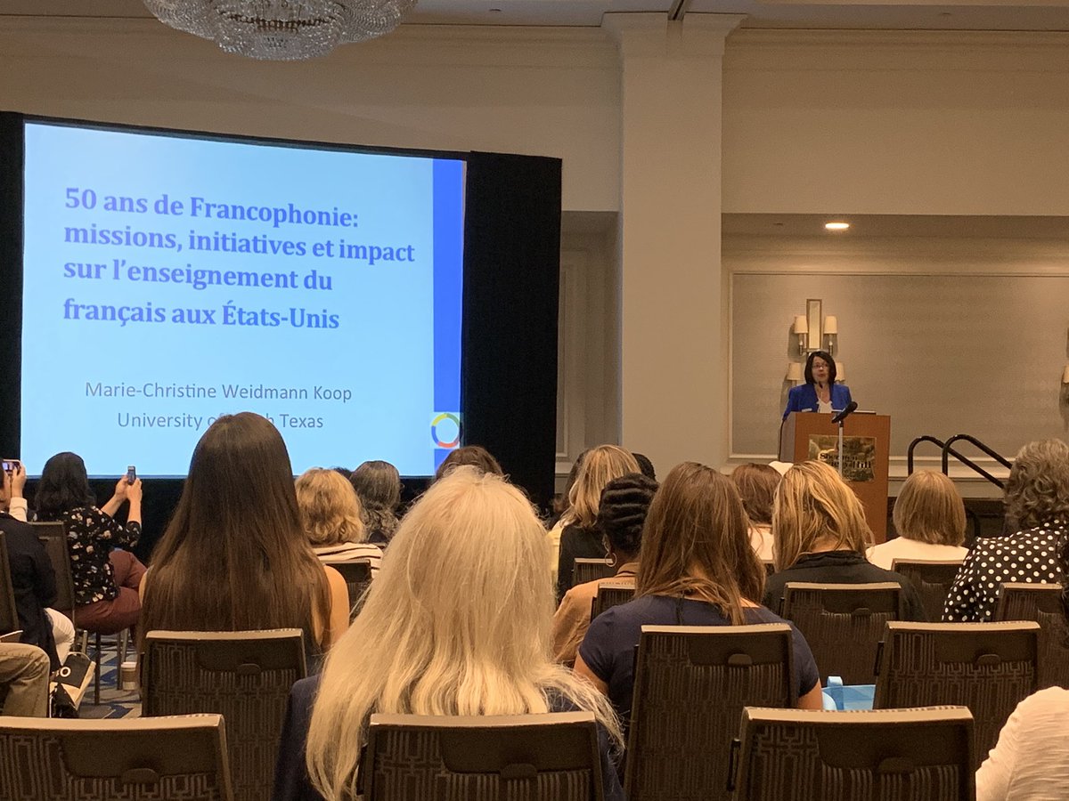 ph_liria_fle's tweet image. Conférence inaugurale de Marie-Christine Weidmann Koop au Congrès de l’AATF. Elle repasse la Francophonie et son impact sur l’enseignement du français aux Etats-Unis. @AATFrench #AATF19