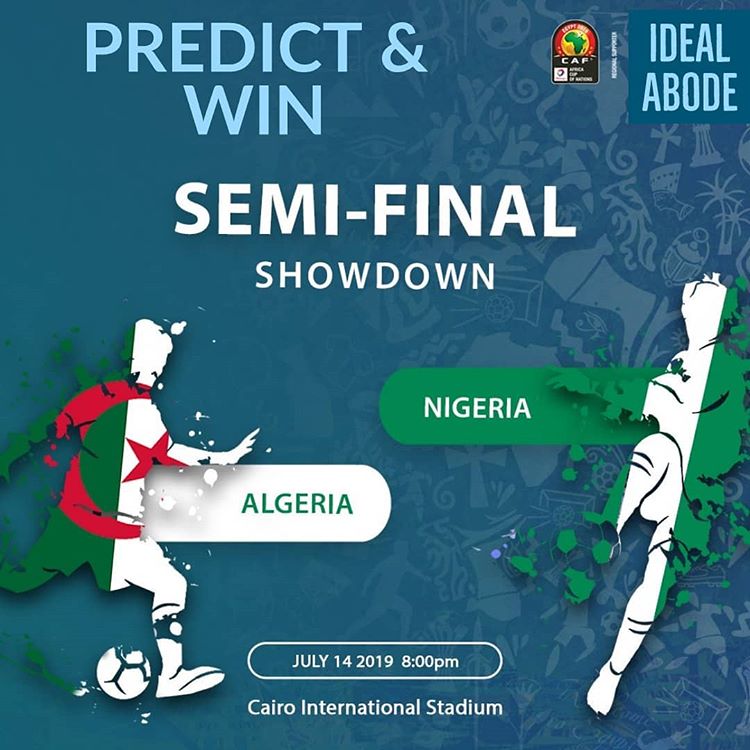 Idealabodeng's tweet photo. Make a prediction of the correct score of the match and stand a chance to win N1000 airtime for any network of choice. Only predictions before the end of first half are valid. And the first correct prediction wins. Good luck👍
#idealabode #Afcon2019 #ALGNGA #realestatefirminbenin https://t.co/RcJRNguVqj