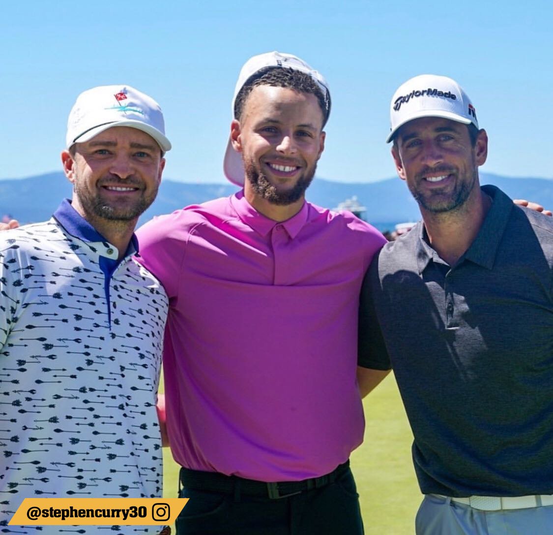 JT, Steph &amp; Aaron ⛳

Retweet if you'd want to be the fourth in this group! 

📸: <a href="/StephenCurry30/">Stephen Curry</a> IG