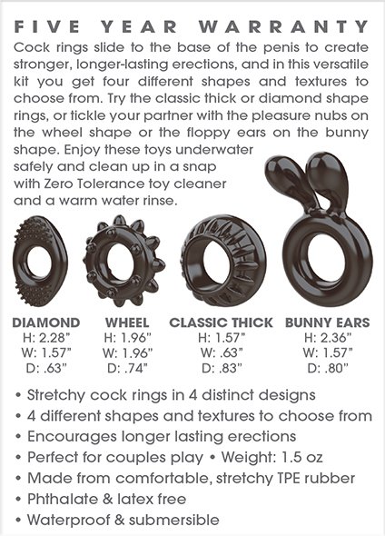 taboo_ac's tweet photo. Ring My Bell comes with 4 different cock rings: Classic Thick, Wheel, Diamond and Bunny Ears. Cock rings slide to the base of the penis to create stronger, longer lasting erections and in this versatile kit you get four different shapes and textures to choose from. https://t.co/7BSFm4ShQd