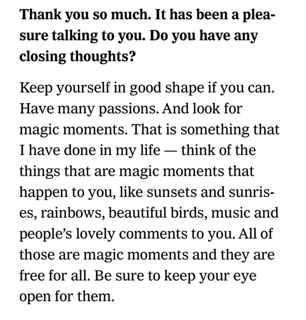 MMUniversal1's tweet photo. When this 103-year old woman was asked for life advice, her response was to “Look for Magic Moments”✨

What are magic moments that you look forward to in your life?

#magicmoments #positivity https://t.co/W9JpTbws7n