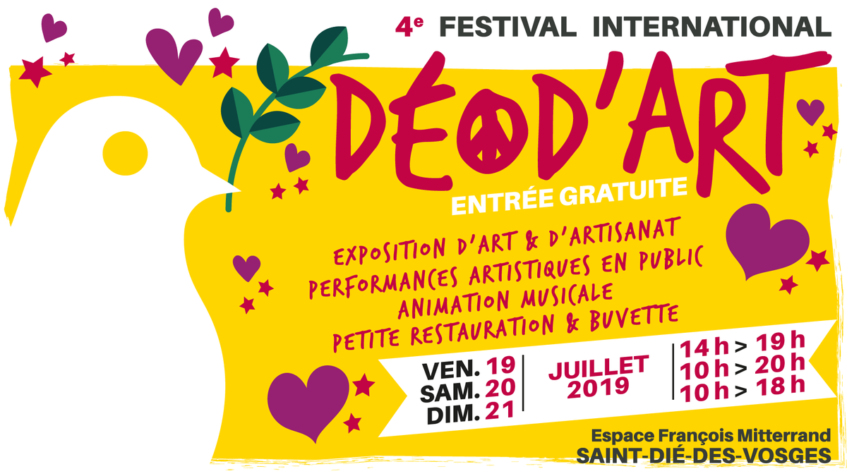Deux mois après les Imaginales, le stand Ylsthia revient dans les Vosges du 19 au 21 juillet 2019. Rendez-vous au festival Déod’Art qui se tiendra à l’Espace François Mitterrand de Saint-Dié-Des-Vosges.

Dédicaces de CDs : <a href="/Iridaes/">Iridaes</a>, <a href="/EdificeOfficial/">Unsettling Edifice</a>

ylsthia.com/nouvelles/