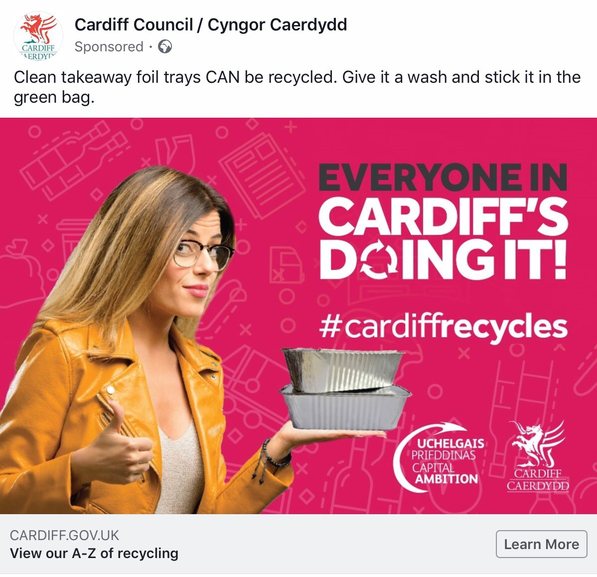 nspugh's tweet image. #CardiffRecycles wash with hot soapy water? #Cardiff as seagulls with a whiff of food in green bags, it gets littered everywhere!

Foil trays, energy making it, transporting, washing, transporting, more to recycle it! 

@cardiffcouncil #cdfcouncil @WRAP_Cymru reusable packaging?