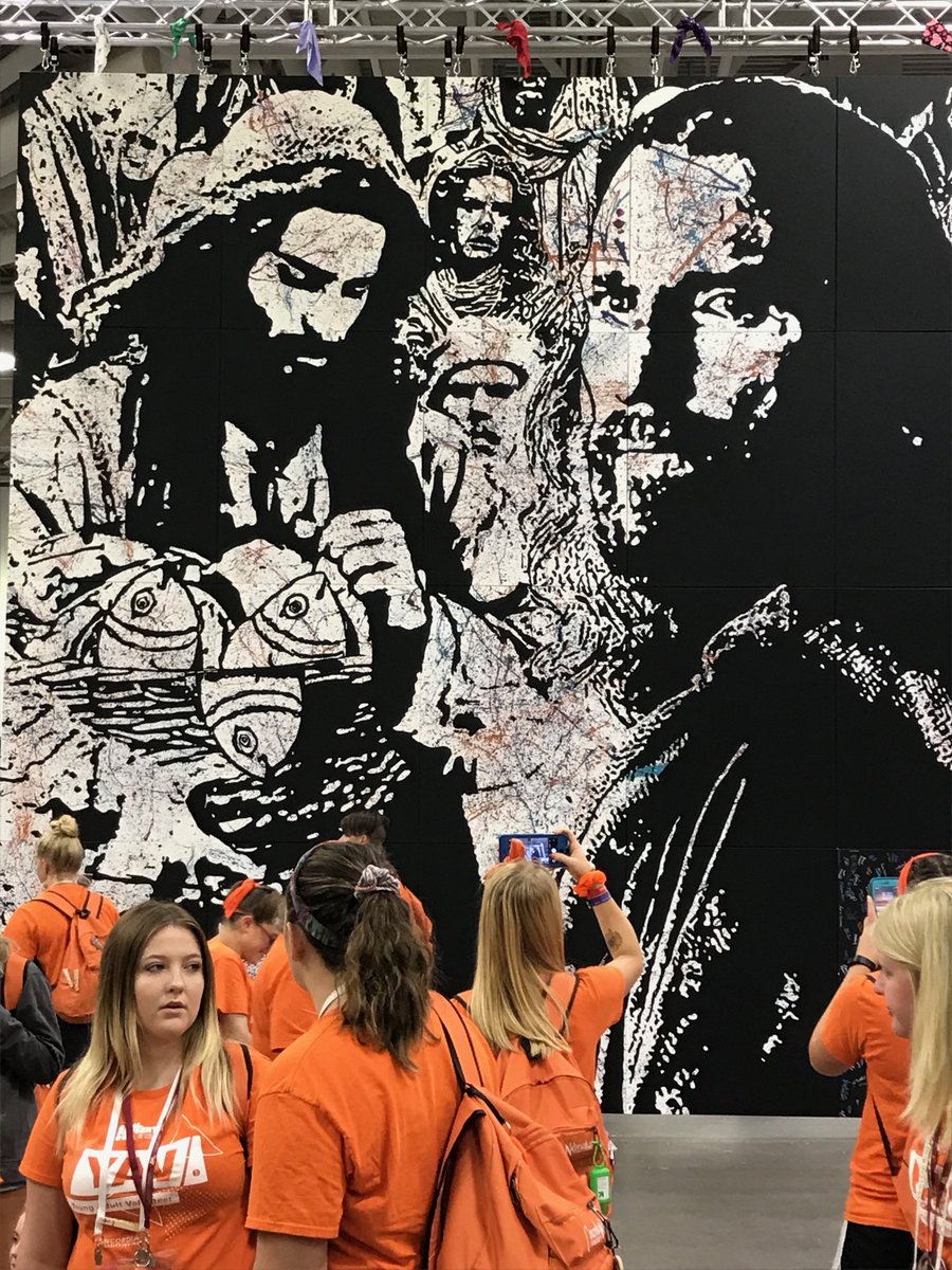 SeeversScott's tweet photo. What has two days of @jeffvzquest  artistry and high school youths’ work yielded? Check it out at the Concordia, Nebraska NYG booth!  #NYG2019  #CUNE https://t.co/S3p9w8g4wr