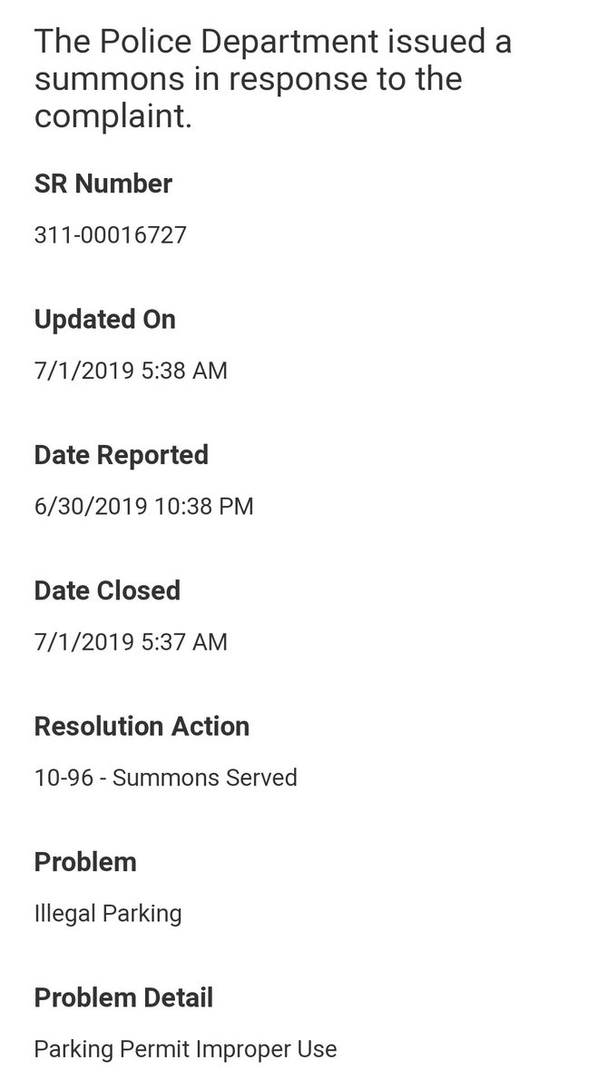 The  @NYPDnews report for the 2nd  @nyc311 complaint stated they issued a summons for the violation. But no summons has appeared on the system yet.Will  @BronxDAClark investigate and prosecute the crimes when the NYPD tampers with public records?