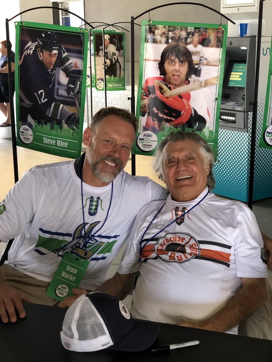 Whalers alumni day ⁦<a href="/GoYardGoats/">Hartford Yard Goats</a>⁩. Tim “Dr Hook” McCracken! #slapshot