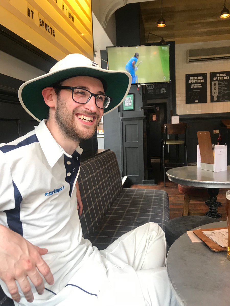 #CWC19Final looking tense. Big man Mackenzie showing up in his colours to provide his expert opinions