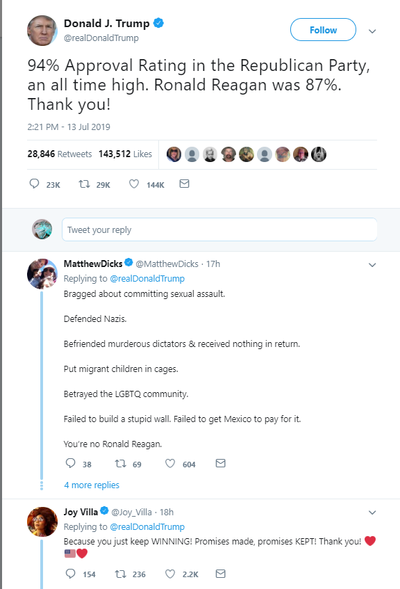 axanthic's tweet photo. Example of censorship #2 Why is the positive tweet with 4x as much engagement below the negative reply? @Twitter @TwitterSupport  @realDonaldTrump  #twittercensorship https://t.co/9uLvIFLD4b