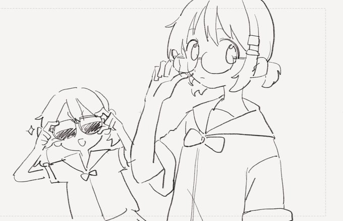 「adjusting eyewear school uniform」 illustration images(Oldest)