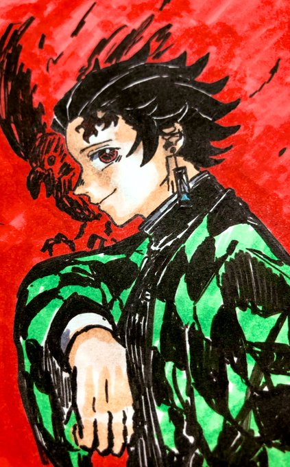 めありぃ☺︎さんがTwitterに投稿した竈門炭治郎(鬼滅の刃)のイラスト。
