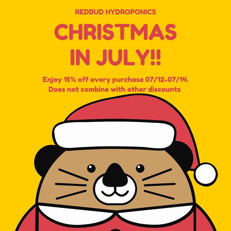 Redbud_Hydro's tweet photo. It's the last day of our Christmas in July sale! We are open from 12p-5p so come on in and save!

#oklahoma #oklahomacity #edmond #okc #tulsa #garden #grow #hydroponic #hydroponics #organic  #keepitlocalok #keepitlocal #shoplocal #growlocal #christmas #christmasinjuly https://t.co/ZNMKczeLWx