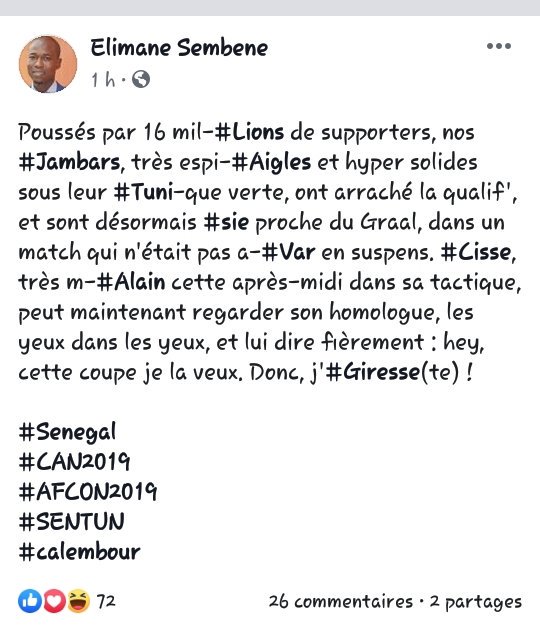 sembenee's tweet photo. #Senegal #SENTU #CAN2019 #calembour #Kebetu https://t.co/wIMdpO0687