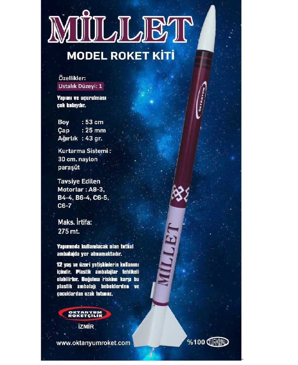 oktanyum's tweet photo. Milli serinin ikinci üyesi: MİLLET
#roket #modelroket #modelroketçilik #millet https://t.co/qPAbrHOIzH