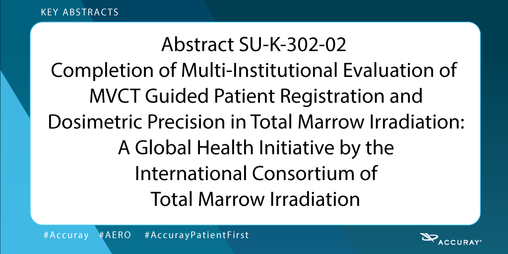 Accuray's tweet photo. At #AAPM19? D. Zuro will present in 1h results of a multi-institut evaluation of MVCT guided patient registration &amp; dosimetric precision in ttl marrow irradiation, room 302. Abstract SU-K-302-02 https://t.co/WH8Gsg71t2 #AccurayPatientFirst #MedicalPhysics #RT_phys #RadOnc @aapmHQ https://t.co/ytQ4tzwwS8