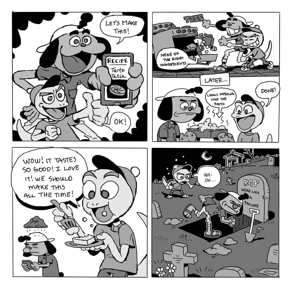 For my husband's birthday I drew comics about us :) Our alter egos are characters we made a while ago named YUMYUM and CHOOCHOO! Guess which one is me 