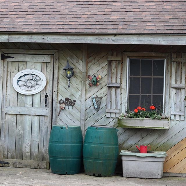 empressofdirt's tweet photo. Shed photographed on a garden tour. Love the diagonal wood! 💚 #gardening #gardenideas #decor #gardendecor #shed #windowbox #geraniums #rainbarrels #gardenpond #ontario #canada #empressofdirt #green #perennialgarden #plants #garden #greenthumb #growyo… https://t.co/w2YjHtyh5v https://t.co/oTh1kb29mH