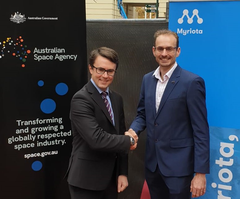 The Australian Space Agency has signed  a Statement of Strategic Intent with Adelaide-based start up <a href="/MyriotaGlobal/">Myriota</a>. bit.ly/30AbrSy