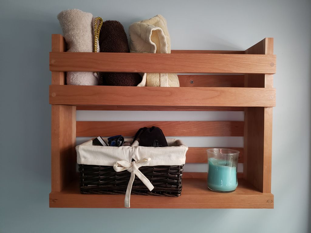 TLValle's tweet photo. I made this cute #bathroom #shelf for a customer last year. Solid #cherry, #handmade, and custom fit to the room it hangs in! https://t.co/c4RyBm1QNP