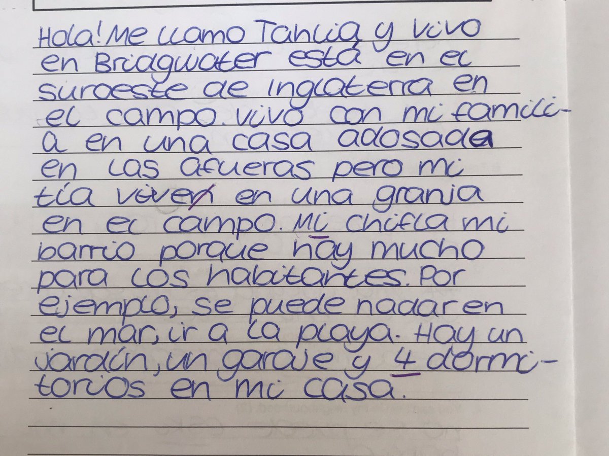 RBSCMFL's tweet photo. Wow! So impressed with some of Year 8s writing tests - what a way to finish the year 💪🏼 Nadia P and Tahlia A have almost no errors, you girls are going to smash your GCSEs next year if you keep this up! 🇪🇸 @RobertBlakeSC https://t.co/V1ifJ4CivK
