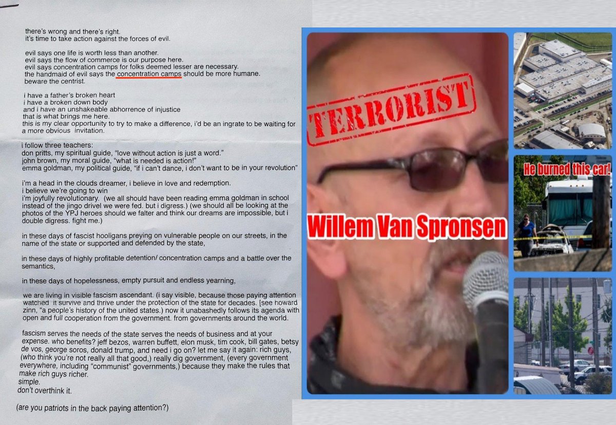 Left wing Terrorist Willem Van Spronsen left a manifesto