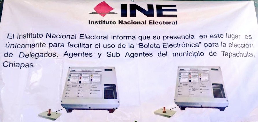 INE_Chiapas's tweet photo. De igual forma, el #Distrito12Tapachula colaboró en la elección de Delegado y Agente municipal de la localidad Puerto Madero, Tapachula, facilitando el uso de la #BoletaElectrónica. 

#INEChiapasAlServicioDeLaCiudadania https://t.co/LBJy8Ns90M