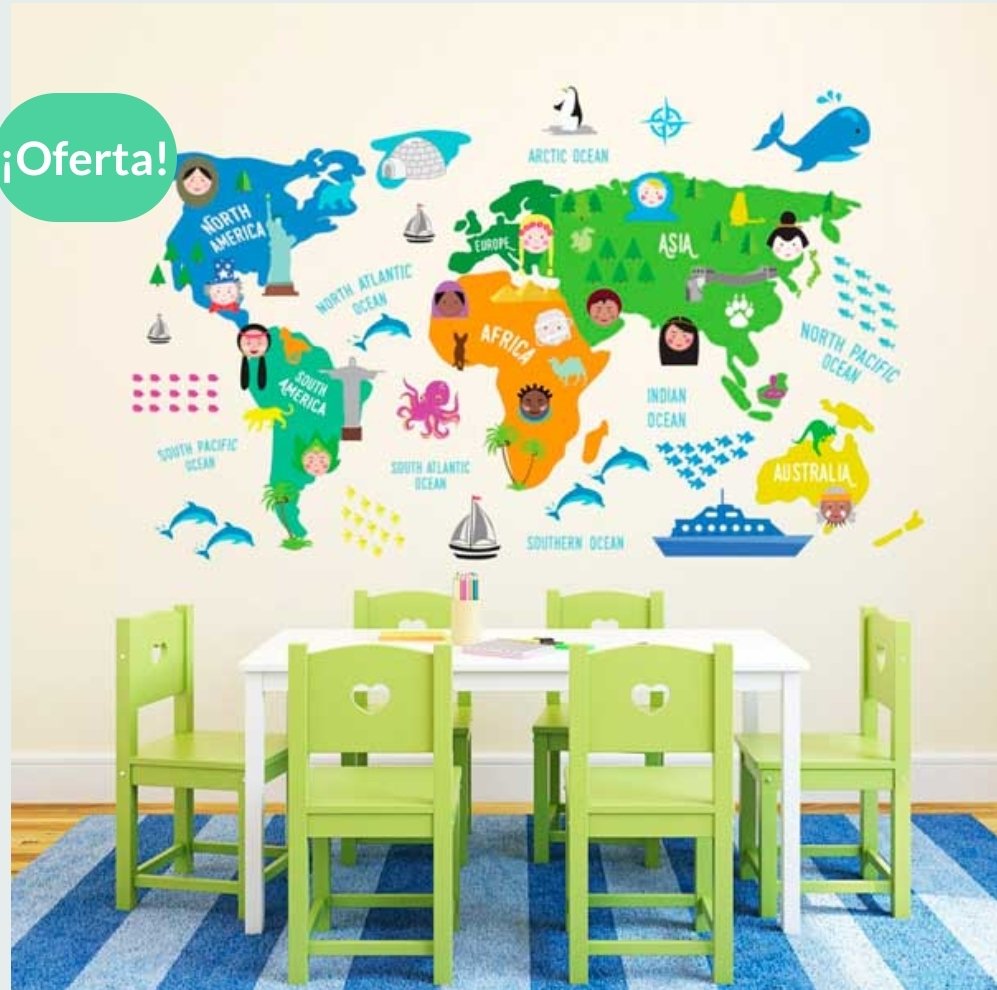 wisenomads's tweet photo. Precioso mapa del mundo #mapamundi para pegar en la pared, muy didáctica, original y entretenido. Para los niños y, porque no, mayores también. Ahora en oferta en https://t.co/PoActzo4KX #tiendaviajeros #latiendadelosviajeros https://t.co/gUorQ6Ic5R