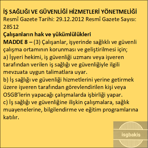 isgbakis's tweet photo. 99-Çalışanlar, işyerinde sağlıklı ve güvenlikli çalışma ortamının korunması ve geliştirilmesi için yükümlülüklerini yerine getirmelidir.
#isg #işgüvenligiuzmanı #işgüvenliği #tekniker #isguvenligi #iskazasi #hse  #work #forworkers #safetyfirst #buildings #workers #isgbakis https://t.co/aIV5dUTI7K