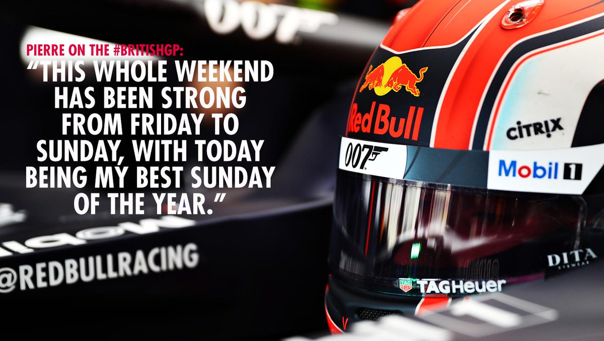 redbullracing's tweet photo. 🗣 "We’re fighting with the guys at the front which is where we should be and I’m really happy with fourth today." 👊 @PierreGASLY following the #BritishGP 🇬🇧👉 https://t.co/Z0X9mh7h5l #F1007 https://t.co/bCVPHmyL4k