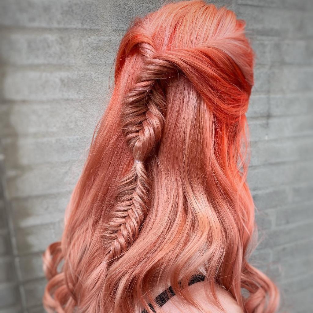 WellaPro's tweet image. Fiery coral meets vintage blush meets an intricate braided half up do 💕🔥 ...this sunset-kissed #SummerHair look by Nathalia, is absolute perfection 🎨🌅👌 #AskForWella

FORMULA:
Roots: #ColorFreshCreate Hyper Coral 
Lengths: #KolestonPerfect 0/00 + /44 + /56 with 1.9%