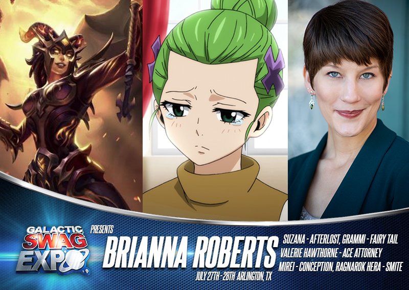 GalacticSwagFW's tweet photo. Some more Fairy Tail and Ace Attorney for Galactic Swag Expo!
Brianna Roberts is going to be swinging by @EsportsStadium on July 27th and 28th!

https://t.co/XKleuMuWRE

#GalacticSwagExpo2019 #VoiceActor #EsportsStadium https://t.co/HhWNzUMmta