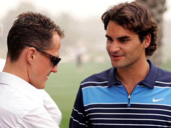 F1tutkumuz's tweet photo. İKİ BÜYÜK EFSANE! 

🇩🇪Michael Schumacher &amp; Roger #Federer 🇨🇭 https://t.co/G1b4cXBP3T