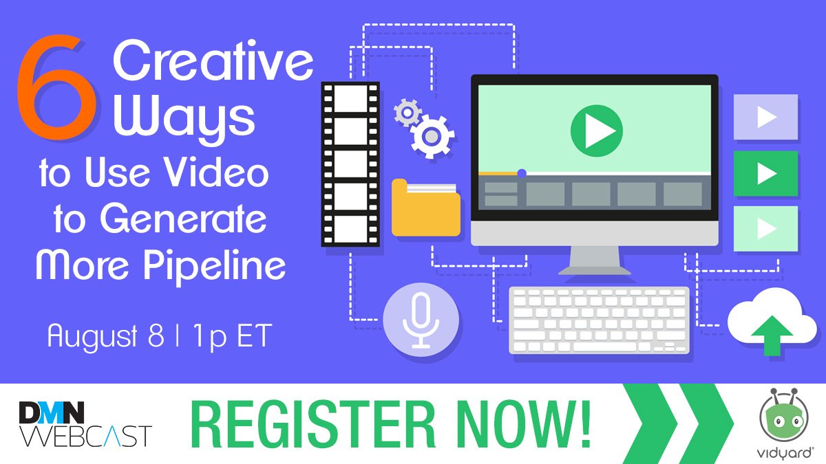 SelfxEmployed's tweet image. Great news for video marketing! Our upcoming #DMNWebcast will give you 6 ways to use video to generate more pipeline. bit.ly/2Jv52CP